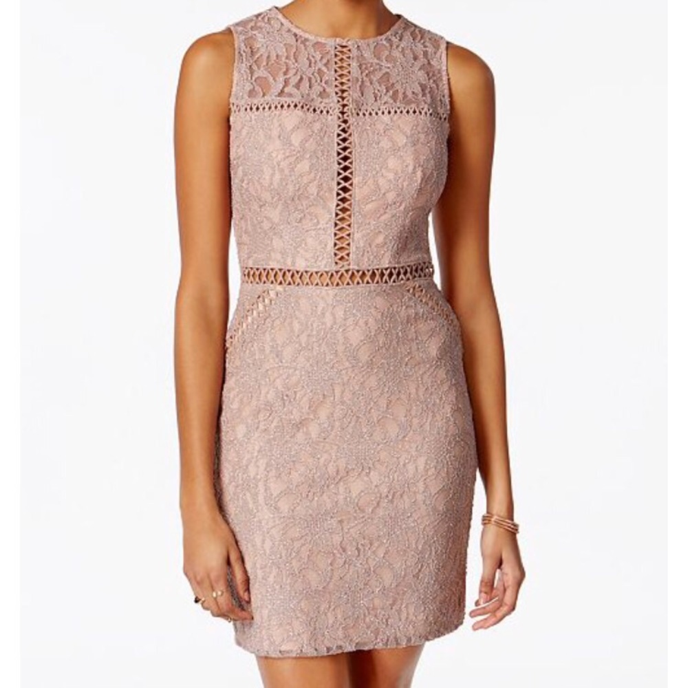 City Studios glitter lace bodycon dress